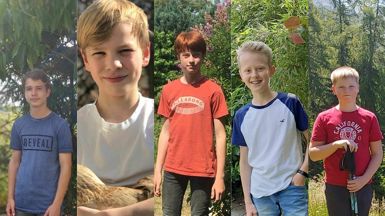 Erfolgreich beim Sprachenwettbewerb: Till Hiber, Mattis Behra, Jakob Wieczorek, Finn Laurin Benedek und Tobias Altena (v. l.)