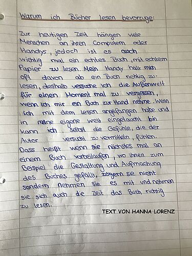 handschriftlicher Text von Hanna Lorenz